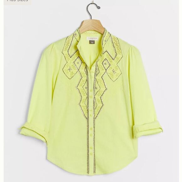 Pilcro Nayeli Beaded Embellished Western Style Shirt Blouse Cotton Size Small - Picture 2 of 13
